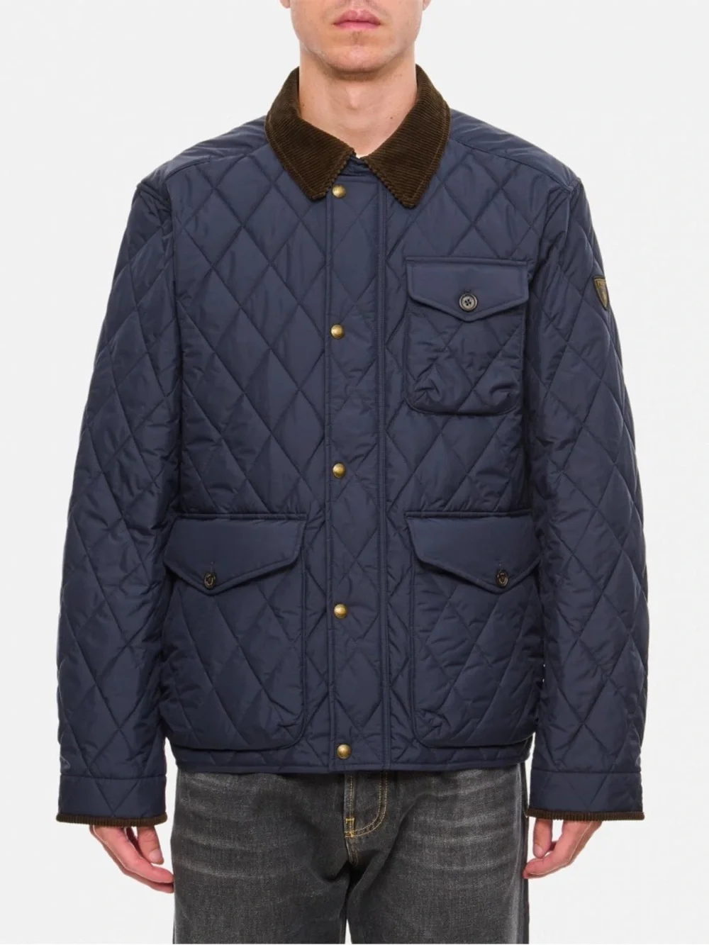 Polo Ralph Lauren Navy Beaton Quilted Field Jacket W/Brown Corduroy Collar Sz XL - Picture 3 of 9